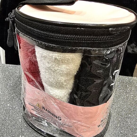 Juicy Couture Home Set of 6 Cotton Washcloths- Red/White/Black - Picture 6 of 7